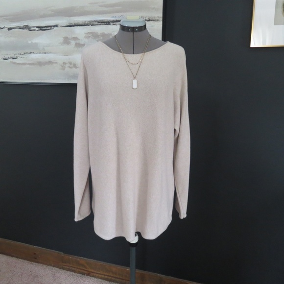 Michael Kors Size XL Oatmeal Tan Tunic Slouchy Sweater Back Zip Loungewear - Picture 1 of 8